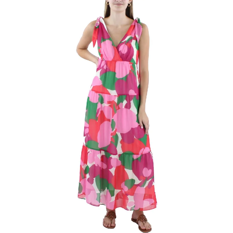 Limited Availability Donna Morgan Womens Printed Tea Length Maxi Dress