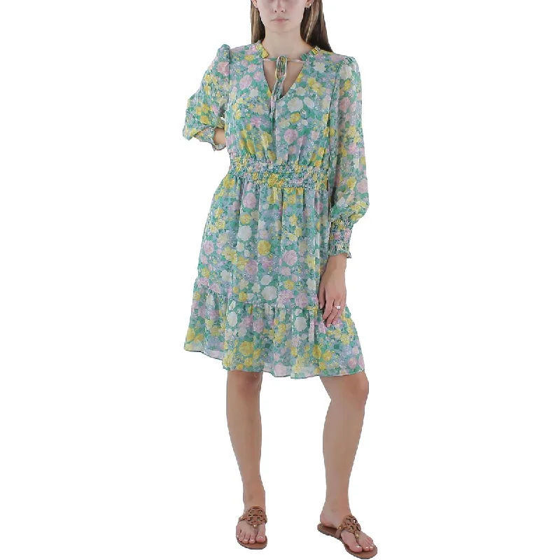 Great Deals Donna Ricco Womens Floral Print Chiffon Midi Dress