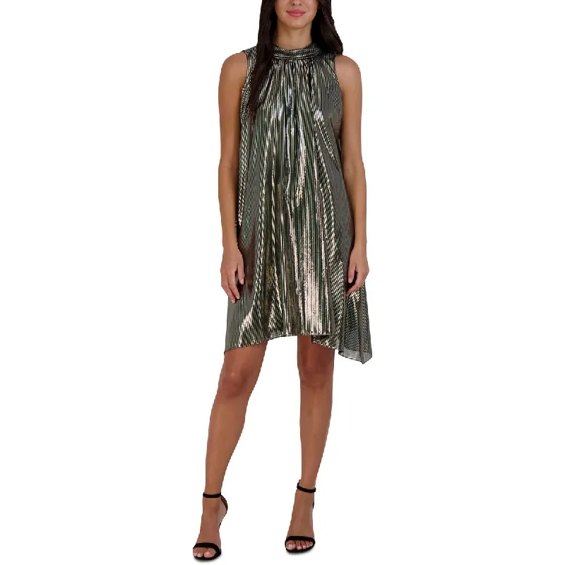 Value Deals Donna Ricco Womens Metallic Assymetric Mini Dress