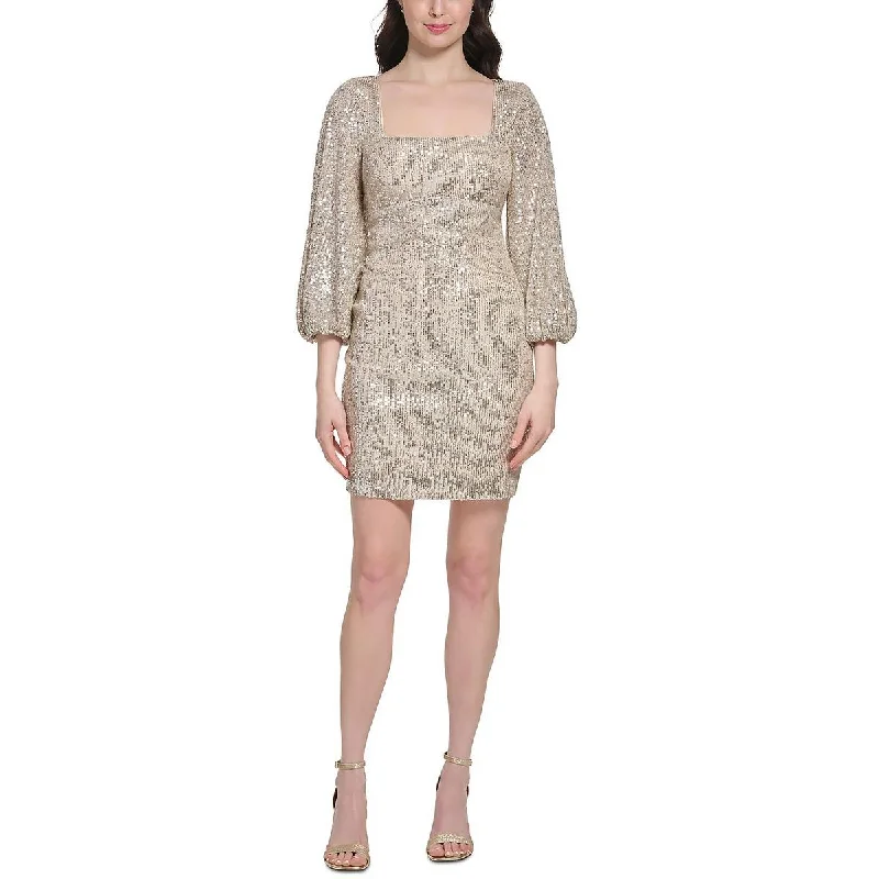 Online Only Eliza J Womens Mesh Sequined Cocktail and Party Dress