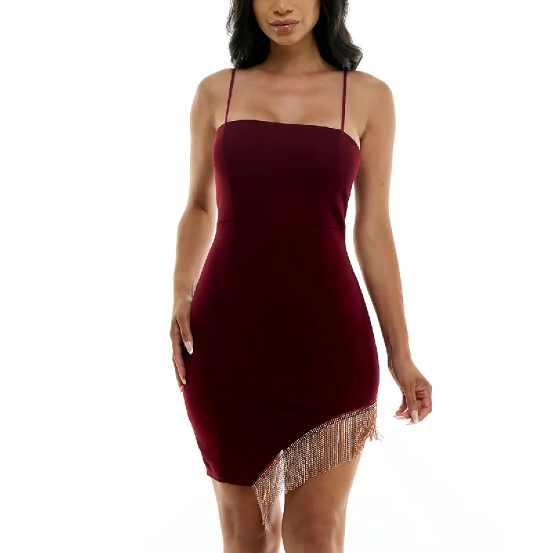 Act Now Emerald Sundae Womens Juniors Fringe  Bodycon Dress