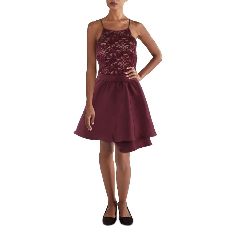 Sneak Peek Sale Emerald Sundae Womens Lace Glitter Fit & Flare Dress