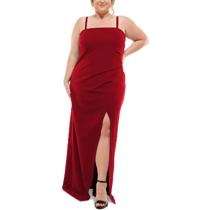 Price Cut Emerald Sundae Womens Plus Square Neck Split Hem Evening Dress
