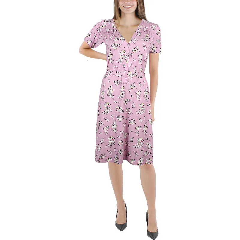 Early Bird Discount French Connection Womens Floral Print Knee-Length Shirtdress