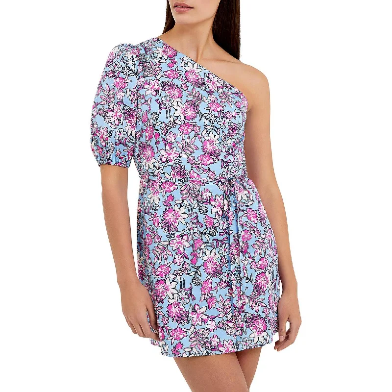 Deal Frenzy French Connection Womens Fotini One Shoulder Short Mini Dress