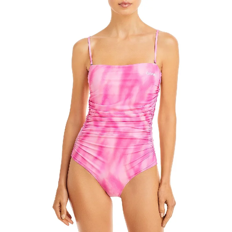 Special Price Ganni Womens Tie-Dye Ruched One-Piece Swimsuit