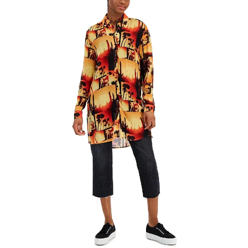 Exclusive Savings Hugo Womens Printed Button-Down Tunic Top