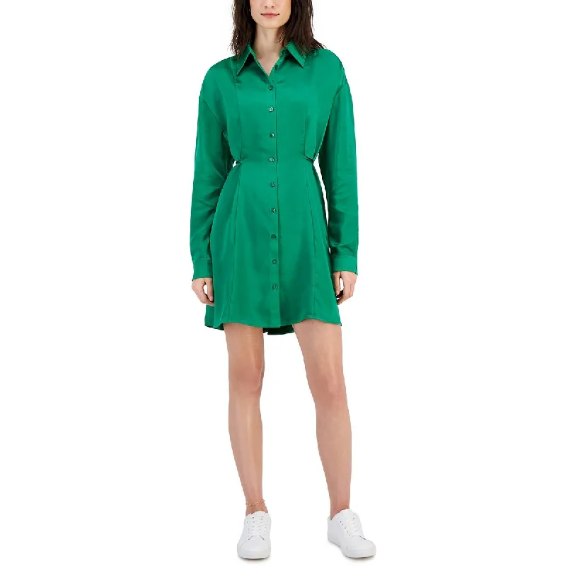 Deep Discounts Hugo Womens Satin Mini Shirtdress