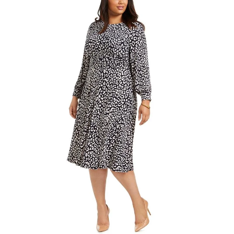 Blowout Sale Jessica Howard Womens Plus Printed Long Sleeve Midi Dress