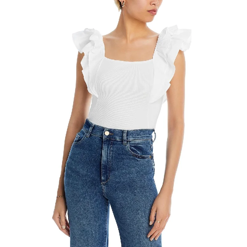 Flash Deals Joe's Womens Ribbed Flutter Sleeve Blouse