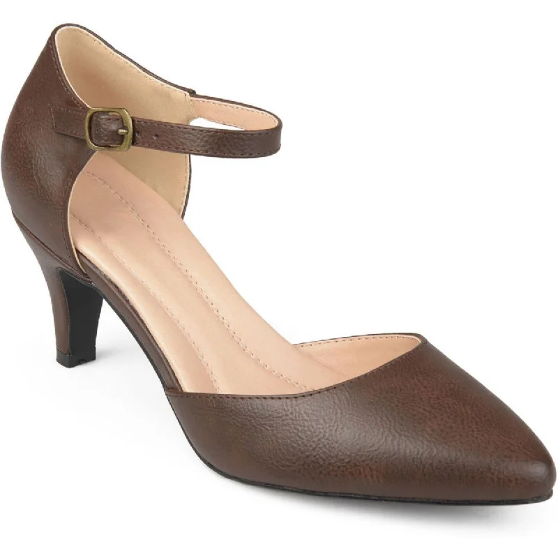 Can't Miss Journee Collection Womens Faux Leather Ankle Strap D'Orsay Heels