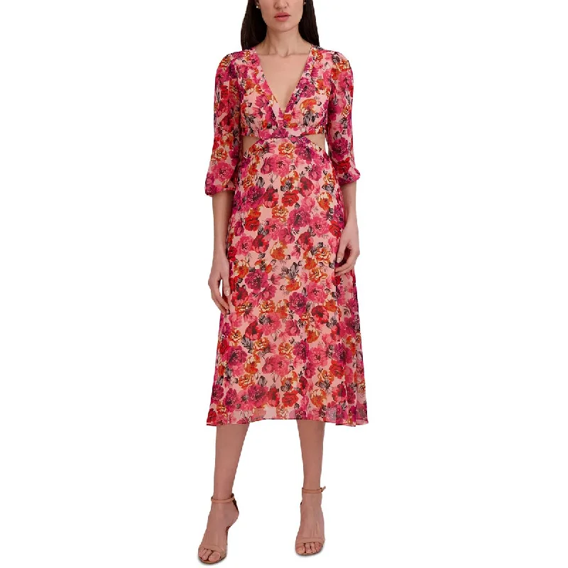 Super Sale Julia Jordan Womens Floral Print Flowy Wear To Work Dress