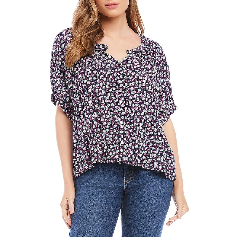 Super Sale Karen Kane Womens Floral Button-Down Peasant Top