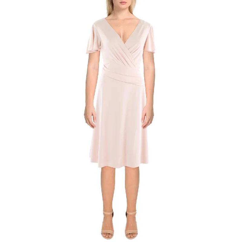 Don't Wait Lauren Ralph Lauren Womens Jersey V-Neck Fit & Flare Dress