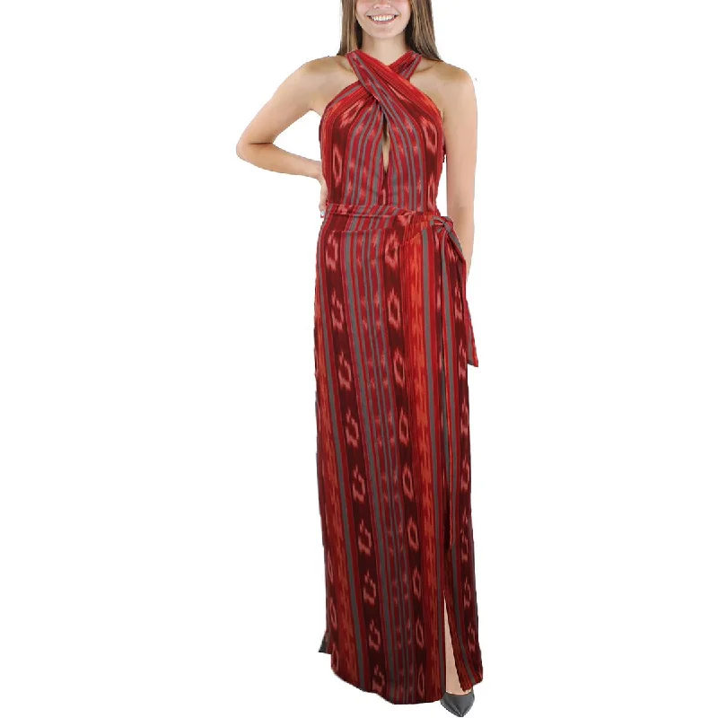 Savings Alert Lauren Ralph Lauren Womens Striped Halter Evening Dress