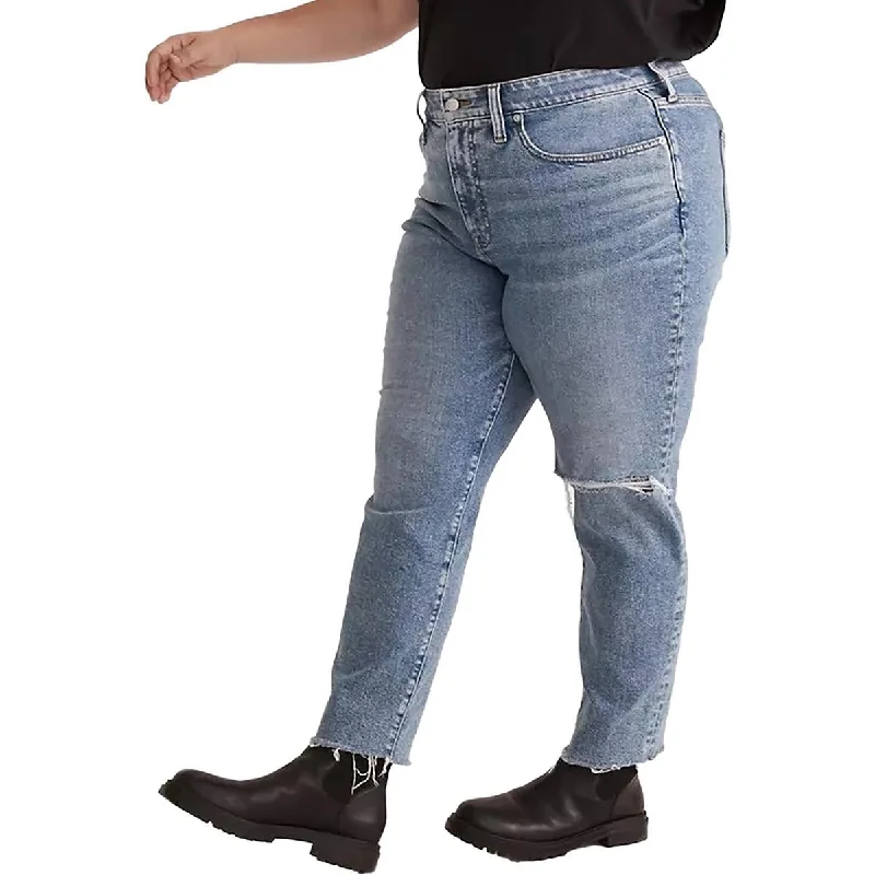 Quick Sale Madewell Womens Plus High Rise Distressed Mom Jeans
