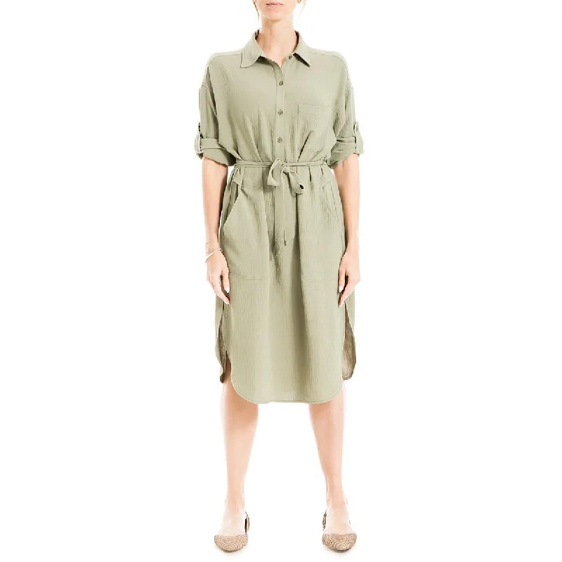 Exclusive Preview Max Studio Womens Button-Down Tab Sleeve Shirtdress