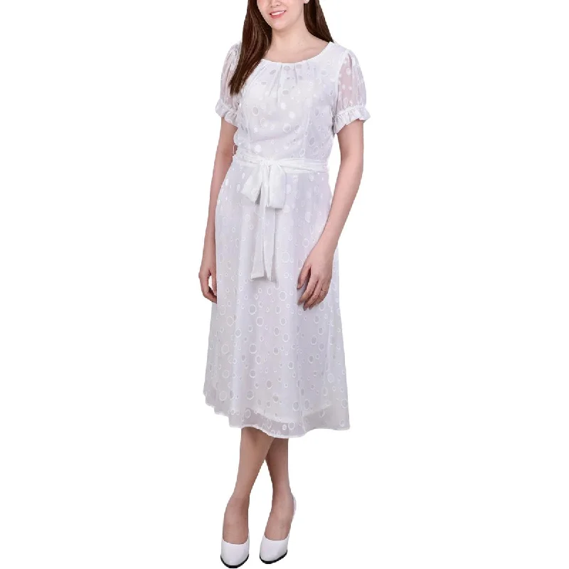 Unbeatable Prices NY Collection Womens Petites Chiffon Knee-Length Midi Dress