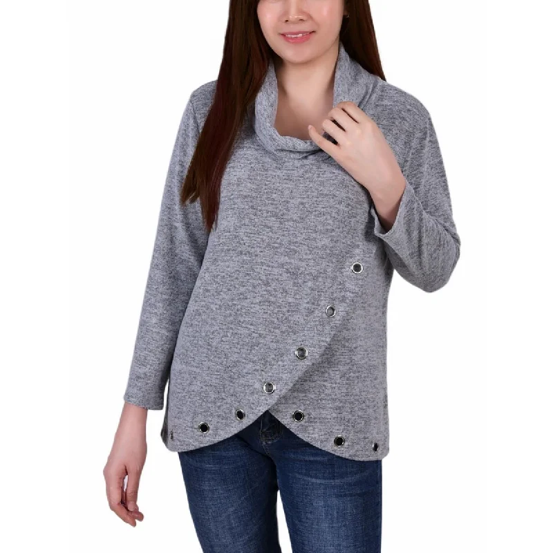 Savings Galore NY Collection Womens Petites Cowl Neck Crossover Blouse