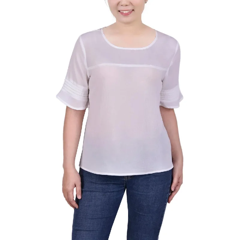 Great Deals NY Collection Womens Petites Sheer Crepe Blouse