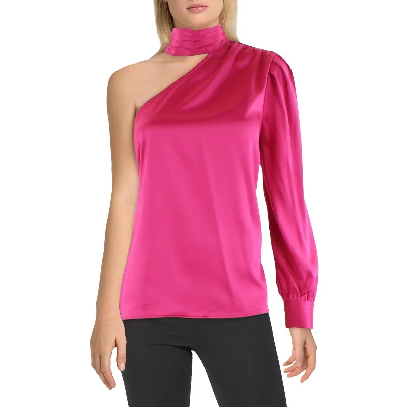 Don't Miss Ookie & Lala Womens Pleated Sleeve One Shoulder Blouse