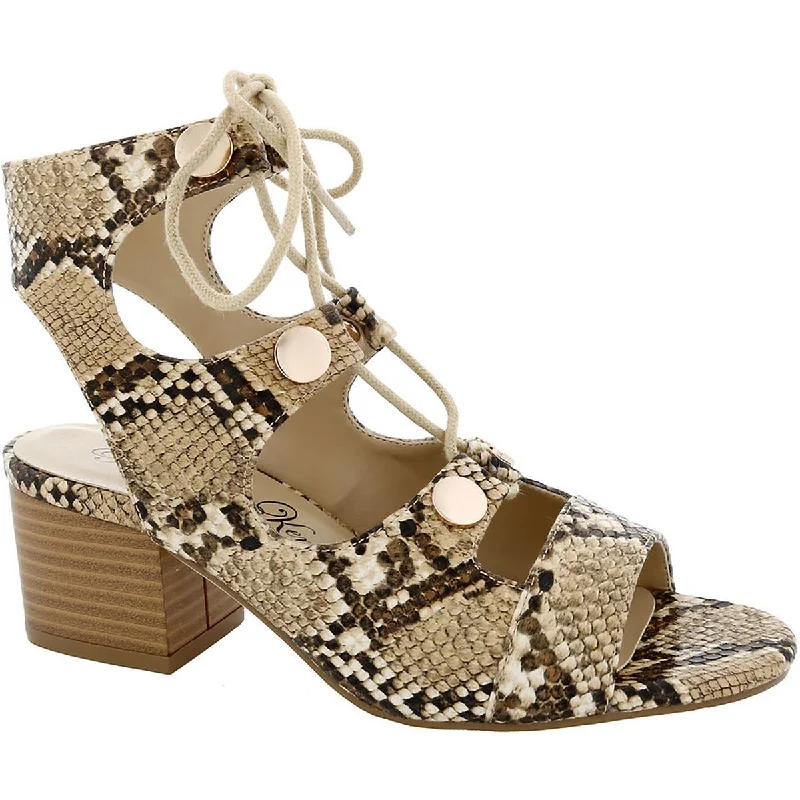 Limited Time Discount Penny Loves Kenny Womens Serge Open Toe Snake Print Block Heels