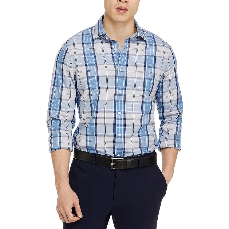 Daily Deals Private Label Mens Glen Plaid Long Sleeve Button-Down Shirt