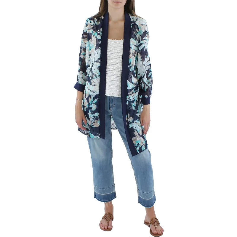 Quick Sale R&M Richards Womens Jacquard Floral Duster Blazer