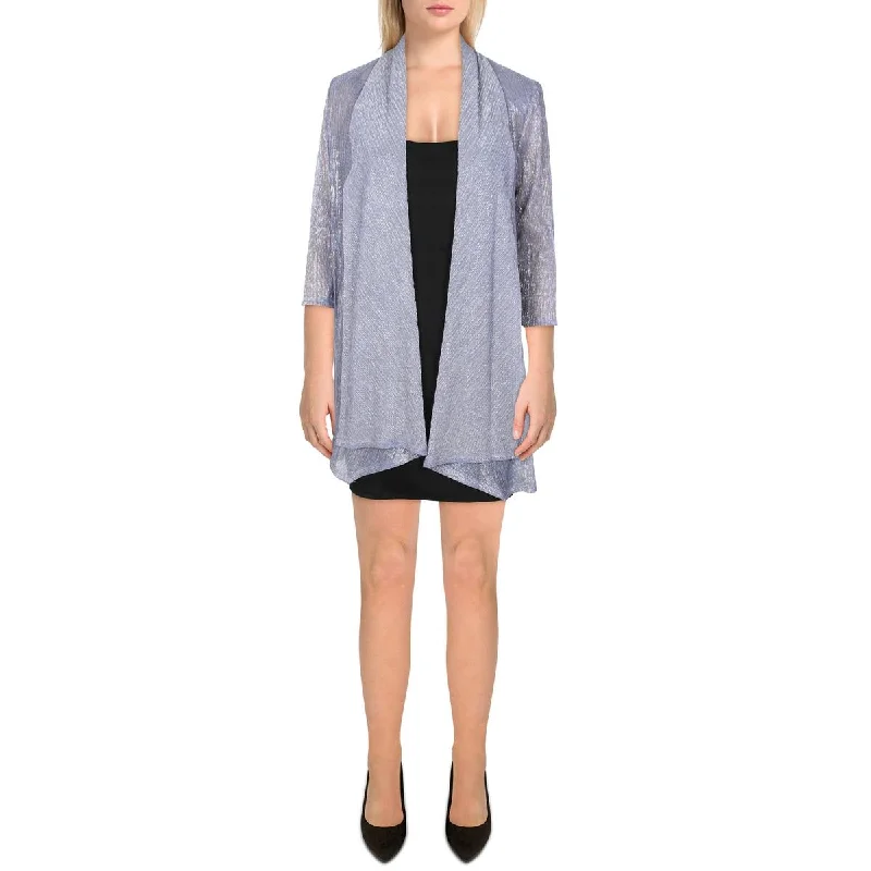 Exclusive Savings R&M Richards Womens Petites Metallic Drapey Duster Blazer