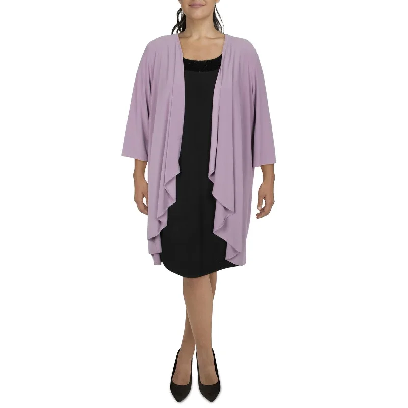 Hurry In R&M Richards Womens Plus Knit Open Front Duster Blazer