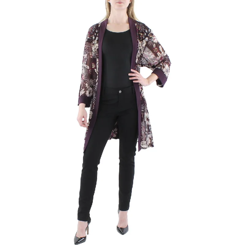 New Deals R&M Richards Womens Plus Mesh Floral Duster Blazer