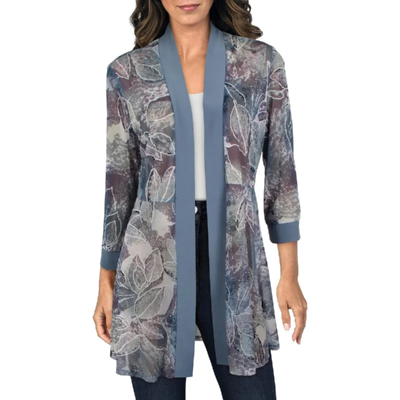 Final Markdown R&M Richards Womens Printed Cardigan Open-Front Blazer