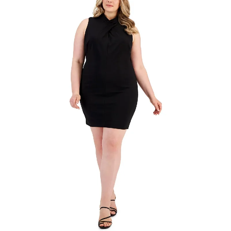 Special Discount Rachel Rachel Roy Womens Plus Criss-Cross Keyhole Mini Dress