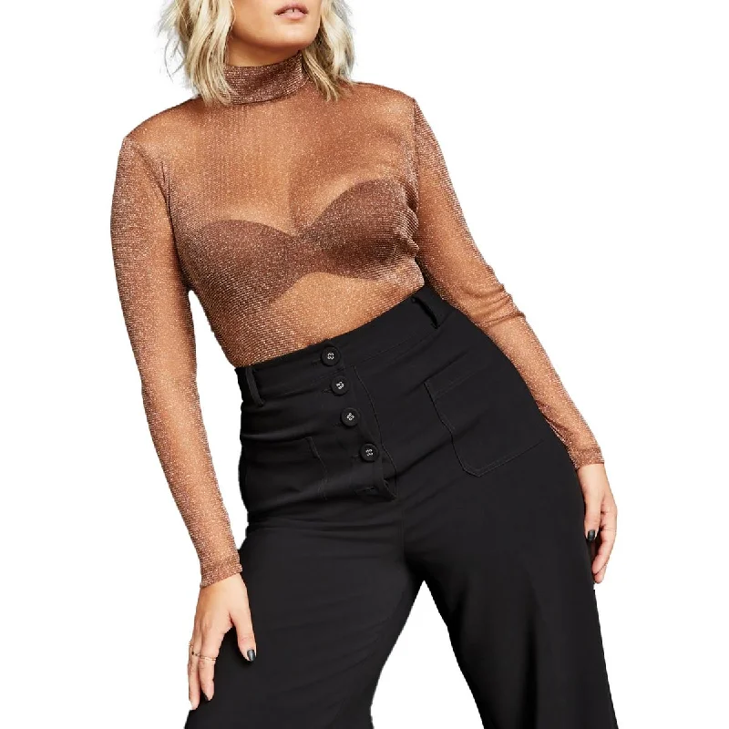 Best Bargains Royalty By Maluma Womens Metallic Mock Turtleneck Bodysuit