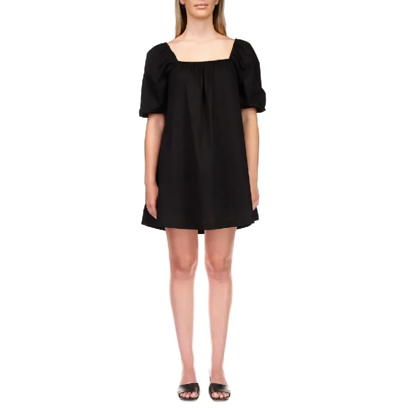 Midnight Madness Sanctuary Womens Puff Sleeve Mini Babydoll Dress