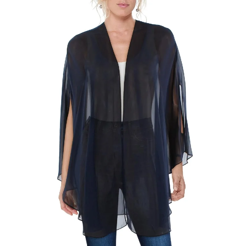 Year-End Sale SLNY Womens Chiffon Sheer Duster Blazer