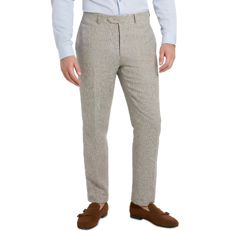 Shop and Save Tallia Mens Linen Houndstooth Suit Pants