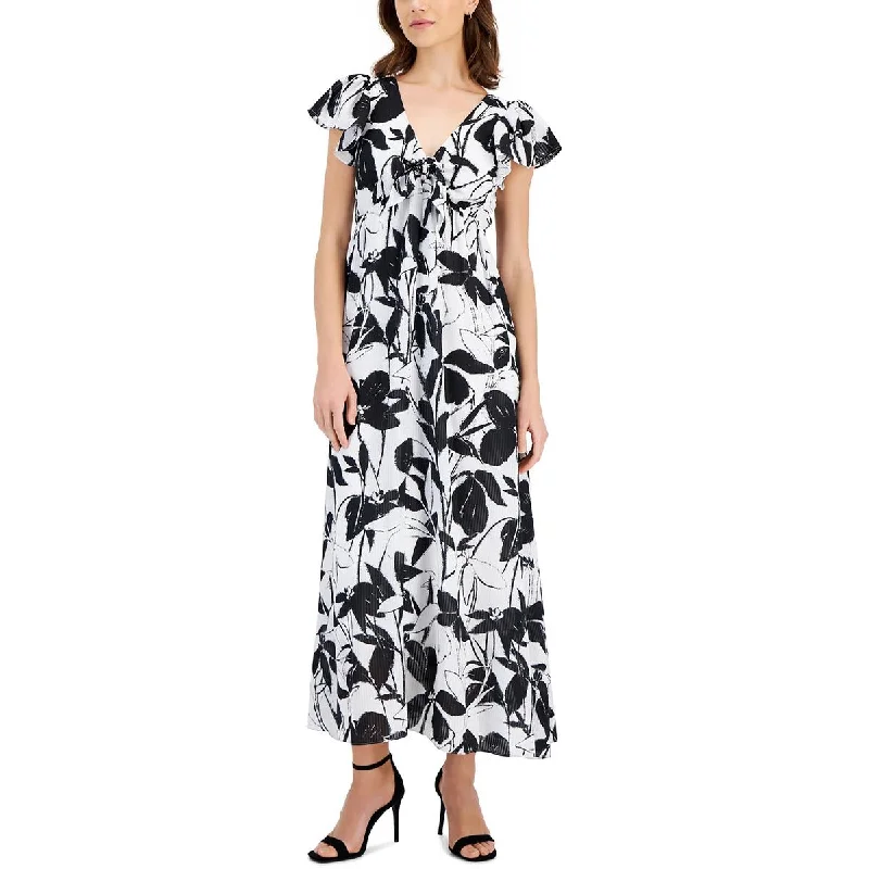 Take Advantage Taylor Womens Printed Chiffon Maxi Dress