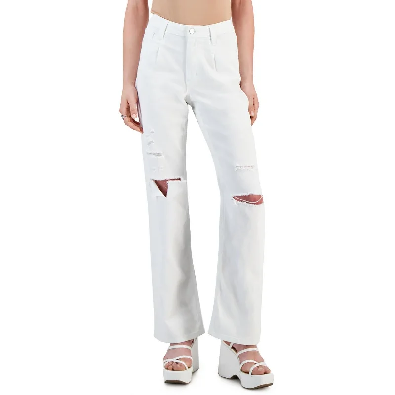 Year-End Sale Tinseltown Womens Juniors High Rise Destroyed Flared Jeans