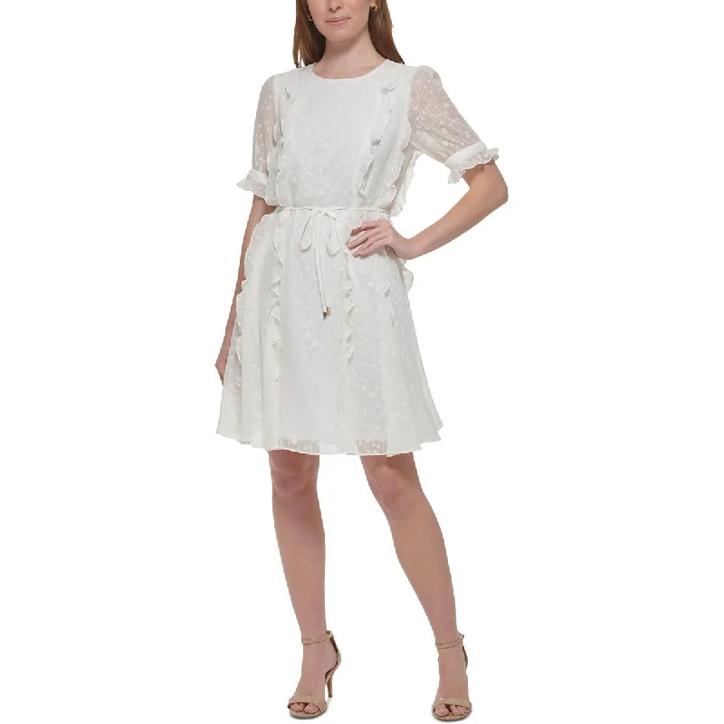 Blowout Deals Tommy Hilfiger Womens Chiffon Ruffled Fit & Flare Dress