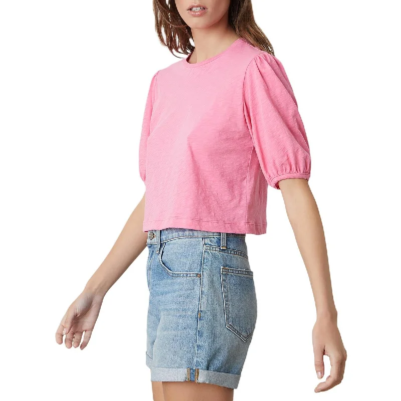 Price Fest VELVET BY GRAHAM & SPENCER Womens Slub Puff Sleeve Cropped