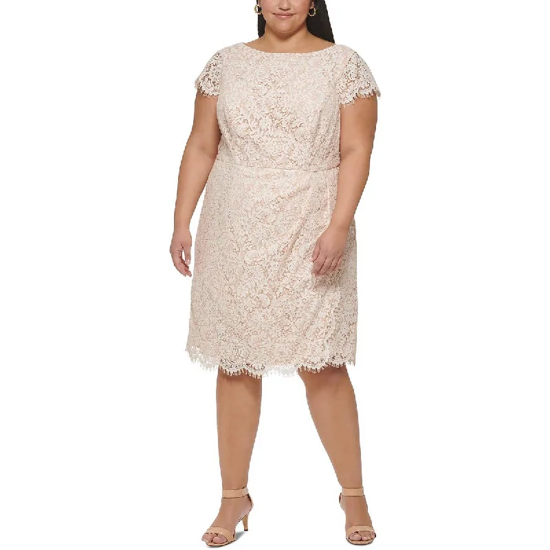 New Arrival Vince Camuto Womens Plus Lace Scalloped Shift Dress
