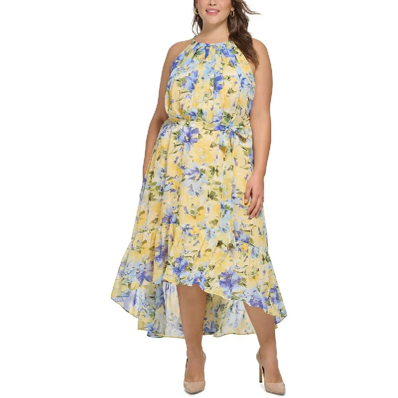 Huge Discounts Vince Camuto Womens Plus Cut-Out Hi-Low Fit & Flare Dress