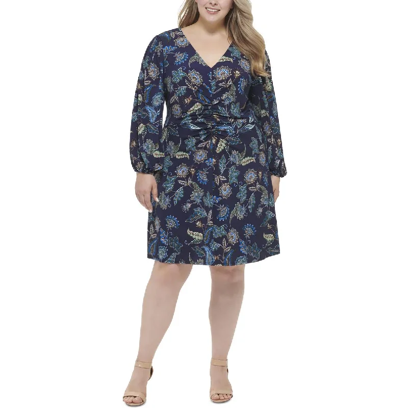 Super Deal Vince Camuto Womens Plus Work Wear Ruched Fit & Flare Dress