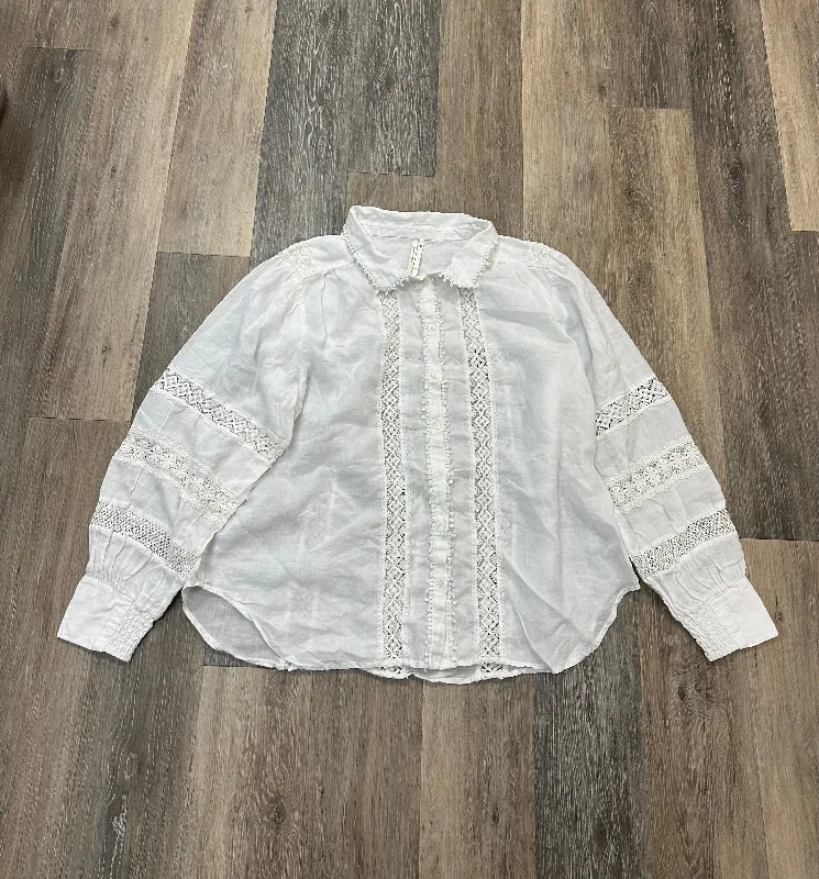 Price Fest Blouse Long Sleeve By Anthropologie In White, Size: 2x