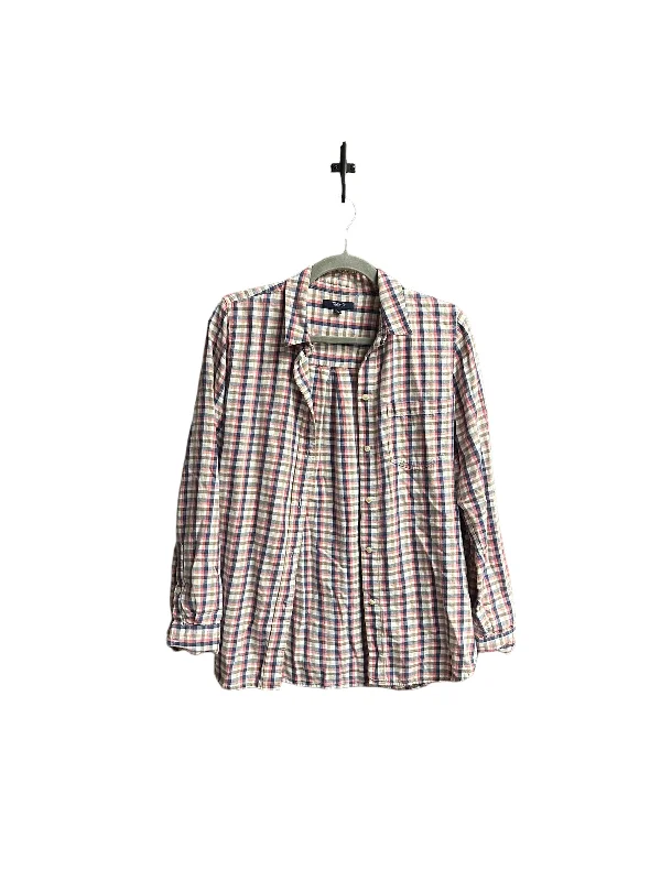 Year-End Sale Blouse Long Sleeve By Madewell In Plaid Pattern, Size: M