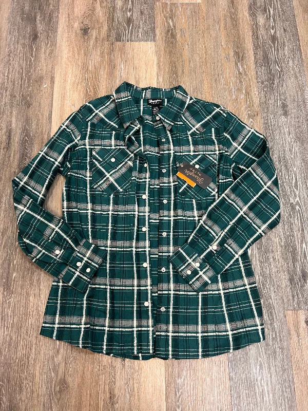 The Best Prices Blouse Long Sleeve By Wrangler In Green, Size: L
