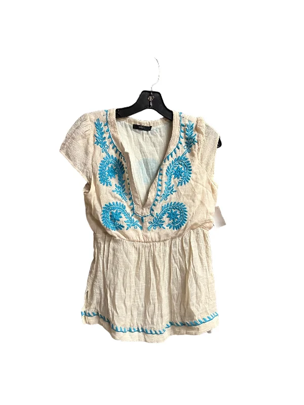 Savings Alert Blue & Cream Top Short Sleeve Thml, Size Xs