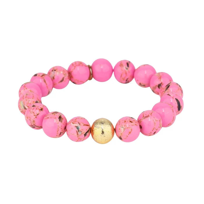 Super Bargain BudhaGirl Marble Beaded Bracelet - Pink