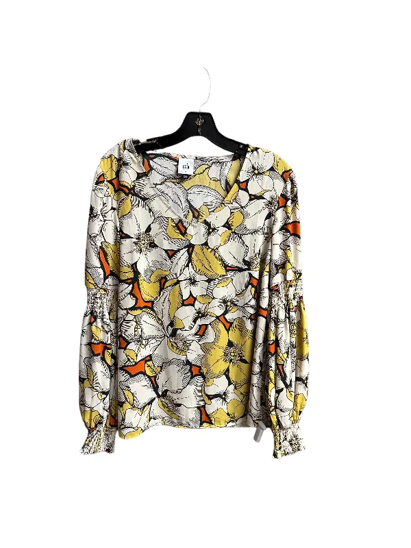 Super Deal Floral Print Top Long Sleeve Cabi, Size S